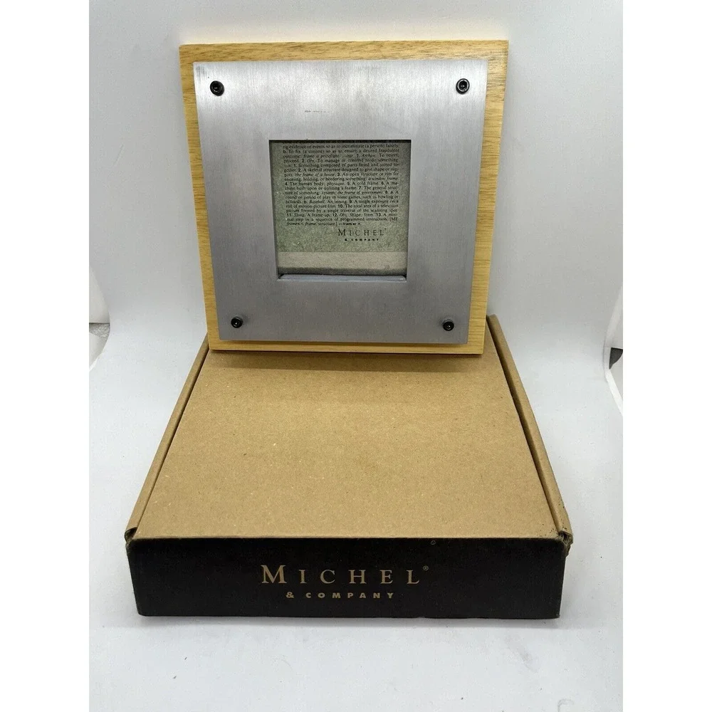 Vintage Michel & Company Aluminum / Light Wood Picture Frame ‎ 7x7